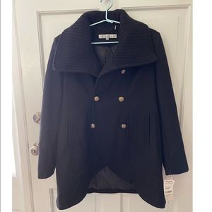 NEW Kenneth Cole 14 Wool Pea Coat Black